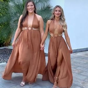 Bali Babe Cutout Maxi Dress: Camel  Small Bella and Bloom